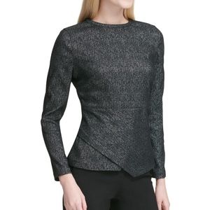 Calvin Klein Asymmetrical Jacquard Metallic Top